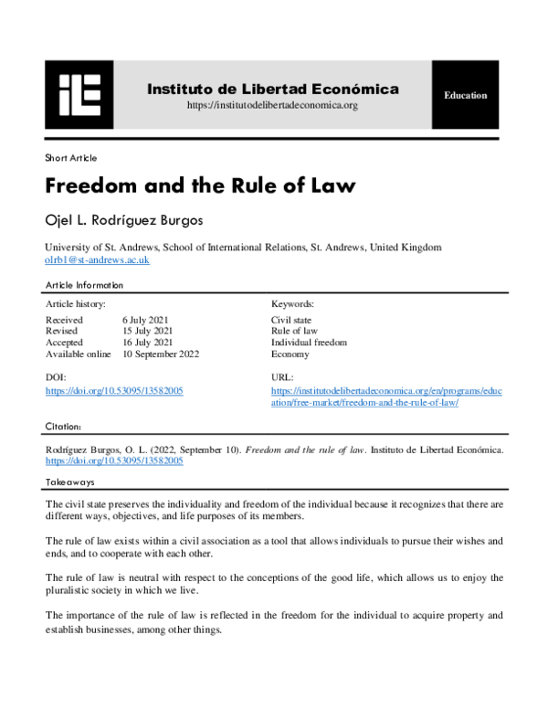 (PDF) Freedom and the Rule of Law