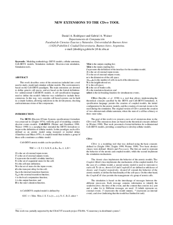 (PDF) New Extensions to the CD++ tool
