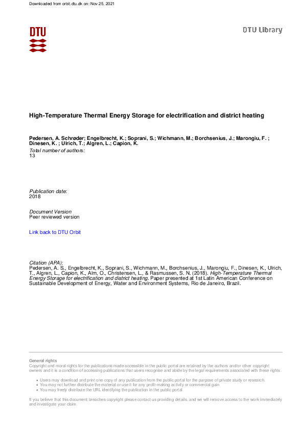 (PDF) High-Temperature Thermal Energy Storage for electrification and ...