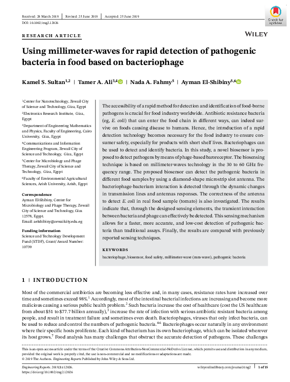 (PDF) Using millimeter‐waves for rapid detection of pathogenic bacteria ...