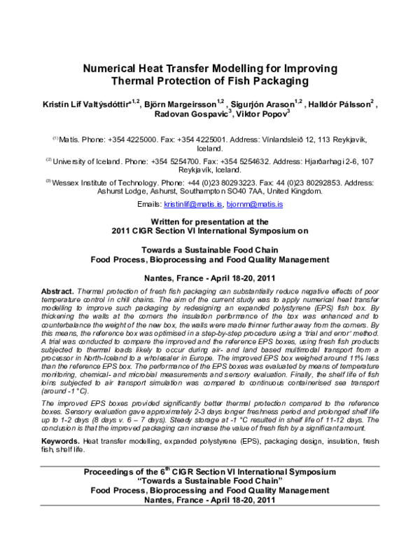 (PDF) Numerical Heat Transfer Modelling for Improving Thermal ...