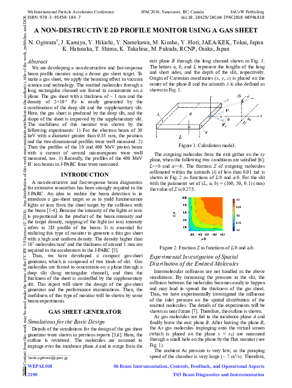 (PDF) A Non-destructive 2D Profile Monitor Using a Gas Sheet