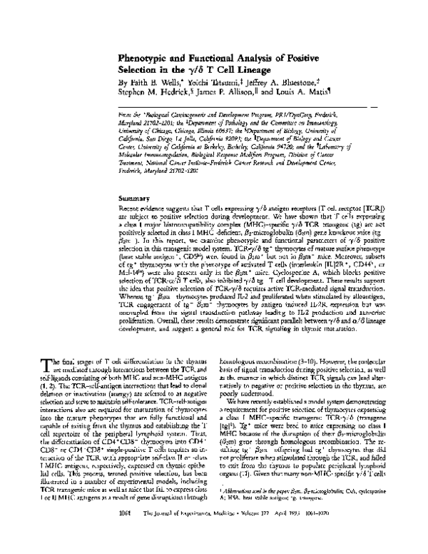 (PDF) Phenotypic and functional analysis of positive selection in the ...