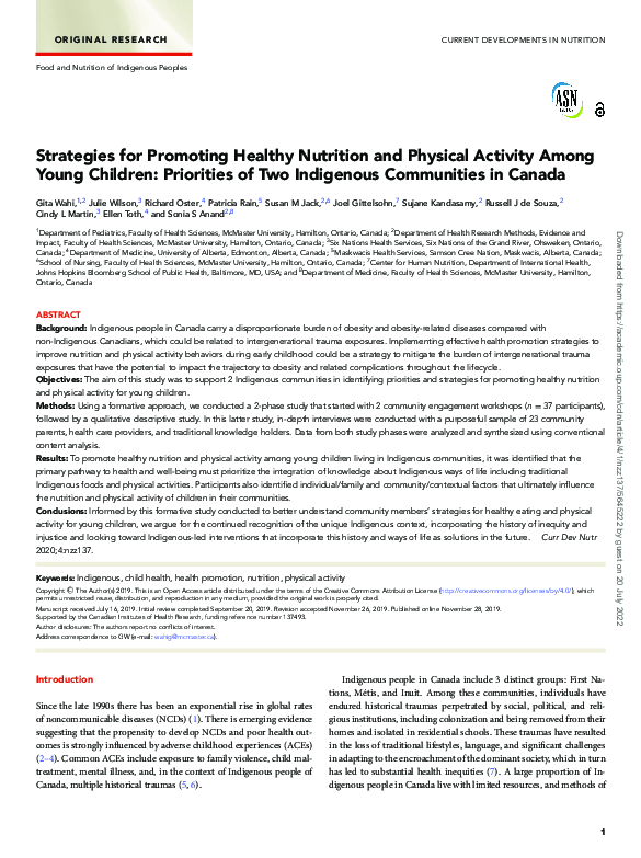(PDF) Strategies for Promoting Healthy Nutrition and Physical Activity ...