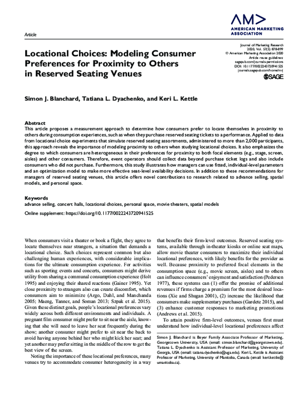 (PDF) Locational Choices: Modeling Consumer Preferences for Proximity ...