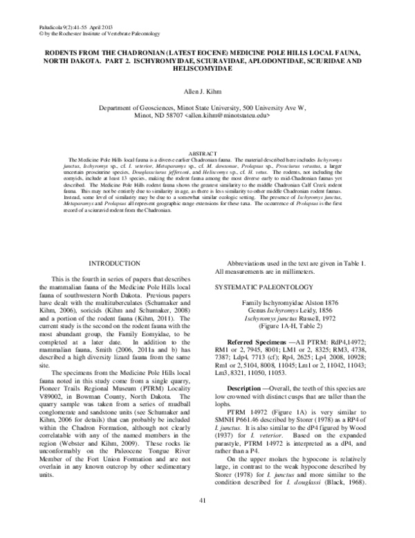 (PDF) Rodents from the Chadronian (Latest Eocene) Medicine Pole Hills ...