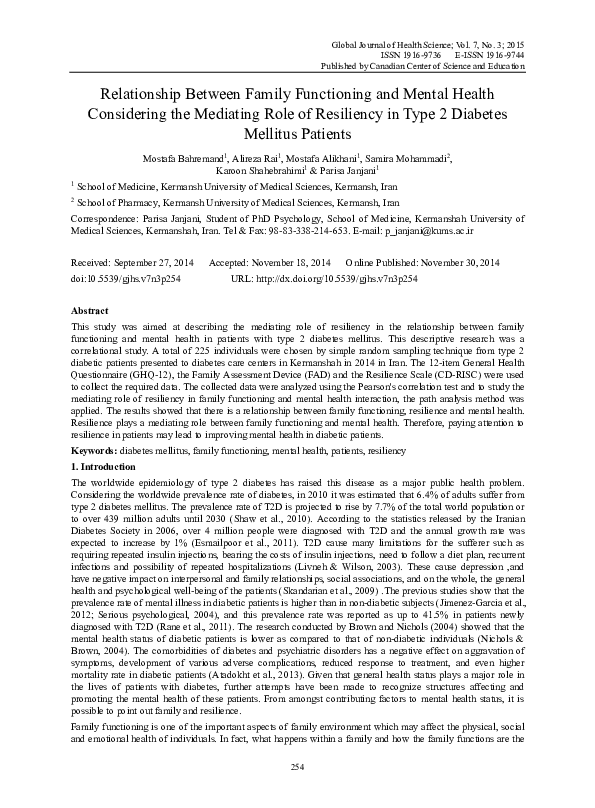 (PDF) Relationship Between Family Functioning and Mental Health ...