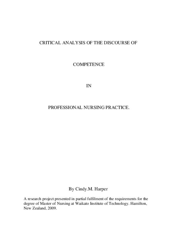 (PDF) Critical analysis of the discourse of competence in professional ...
