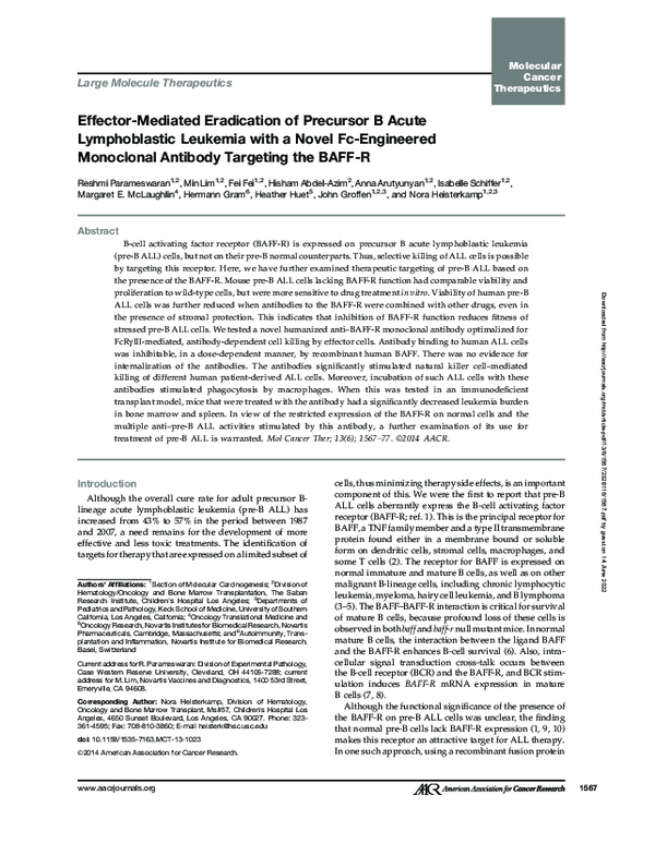 (PDF) Effector-Mediated Eradication of Precursor B Acute Lymphoblastic ...