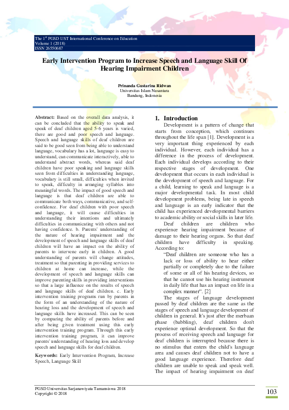 (PDF) Early Intervention Program to Increase Speech and Language Skill ...