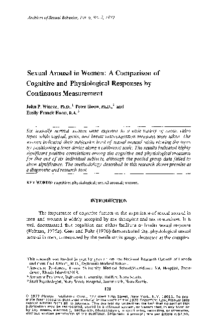 (PDF) Sexual arousal in women: A comparison of cognitive and ...