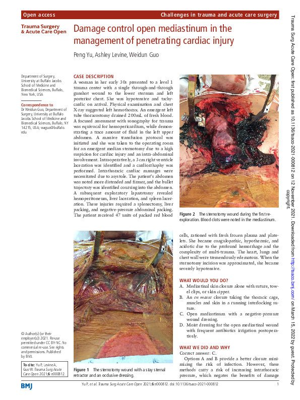 (PDF) Damage control open mediastinum in the management of penetrating ...