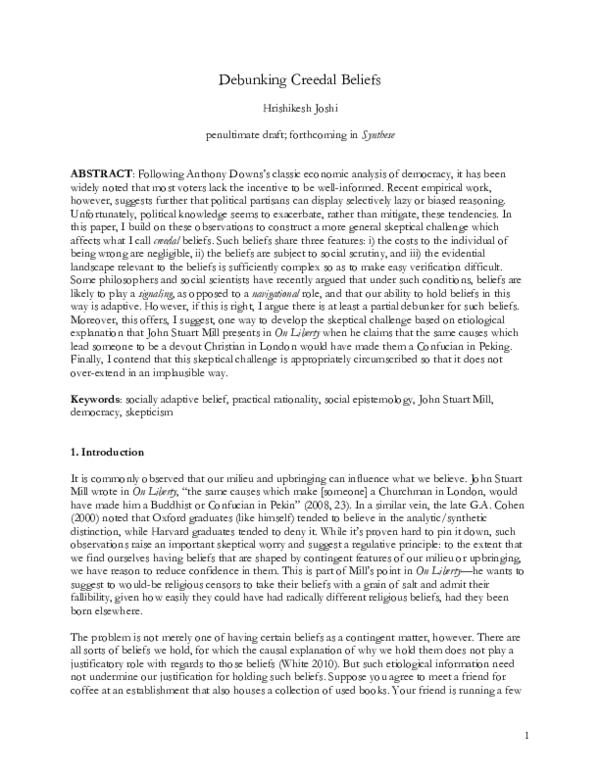 (PDF) Debunking Creedal Beliefs