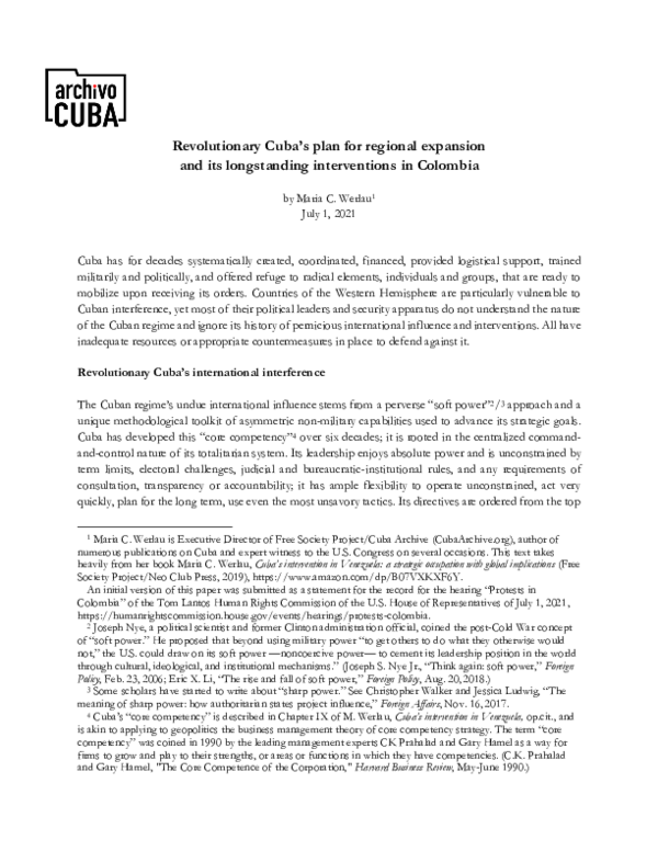 (PDF) Revolutionary Cuba’s plan for regional expansion and its