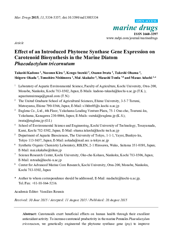 (PDF) Effect of an Introduced Phytoene Synthase Gene Expression on ...