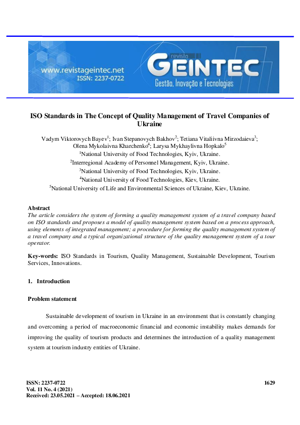 (PDF) ISO Standards in The Concept of Quality Management of Travel ...