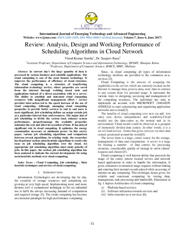 (PDF) Review: Analysis, Design and Working Performance of Scheduling ...