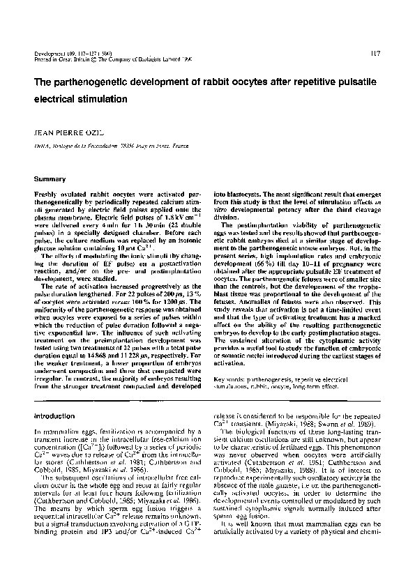 (PDF) The parthenogenetic development of rabbit oocytes after ...