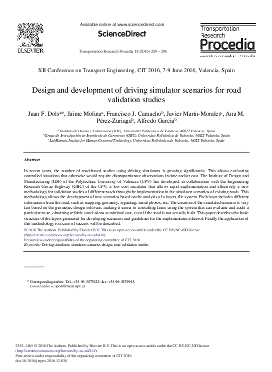 (PDF) Design and development of driving simulator scenarios for road ...