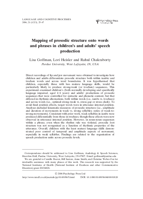 (PDF) Prosodic Structure in Child and Adult Speech
