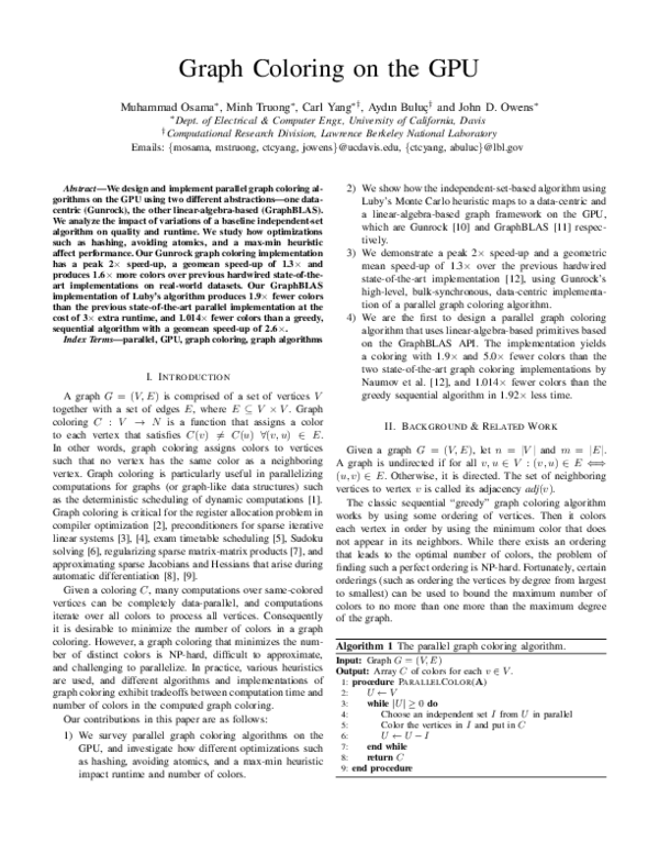 (PDF) Parallel GPU Graph Coloring Algorithms