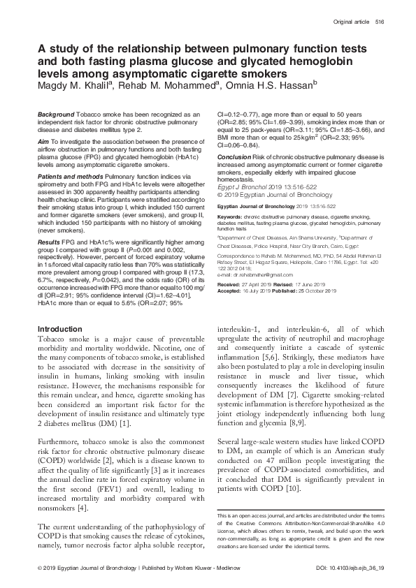 (PDF) A study of the relationship between pulmonary function tests and ...