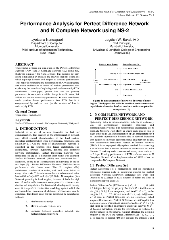 (PDF) Performance Analysis for Perfect Difference Network and N ...