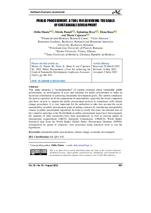 (PDF) Public Procurement, a Tool for Achieving the Goals of Sustainable ...