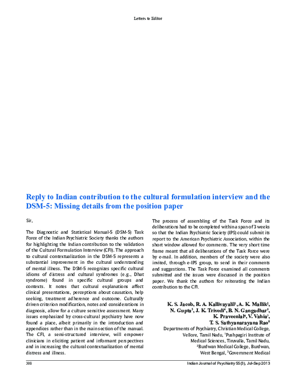 (PDF) Reply to Indian contribution to the cultural formulation ...