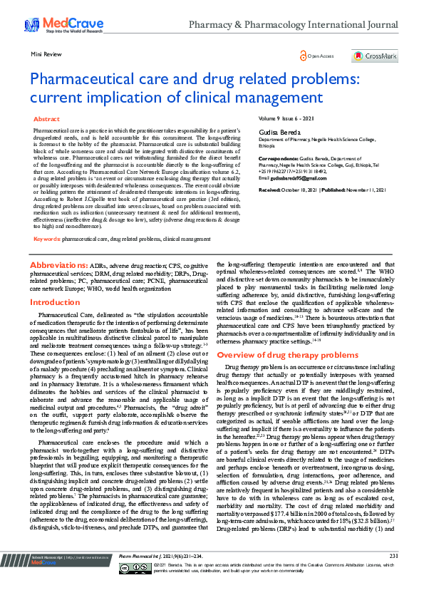 (PDF) Pharmaceutical care and drug related problems: current ...