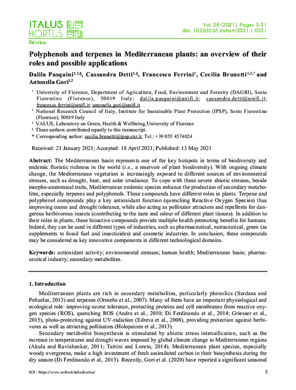 (PDF) Polyphenols and terpenes in Mediterranean plants: an overview of ...