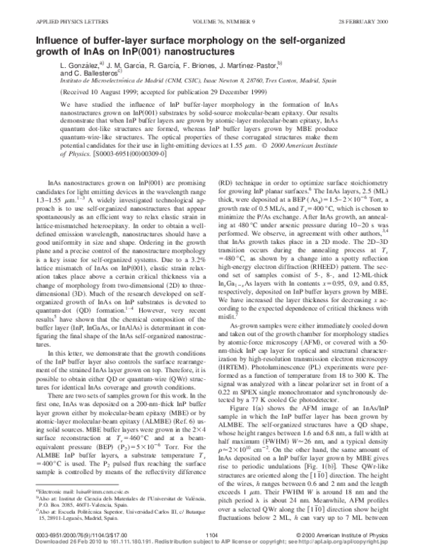 (PDF) Influence of buffer-layer surface morphology on the self ...