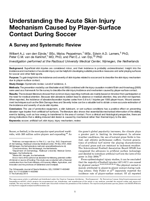 (PDF) Understanding the Acute Skin Injury Mechanism Caused by Player ...
