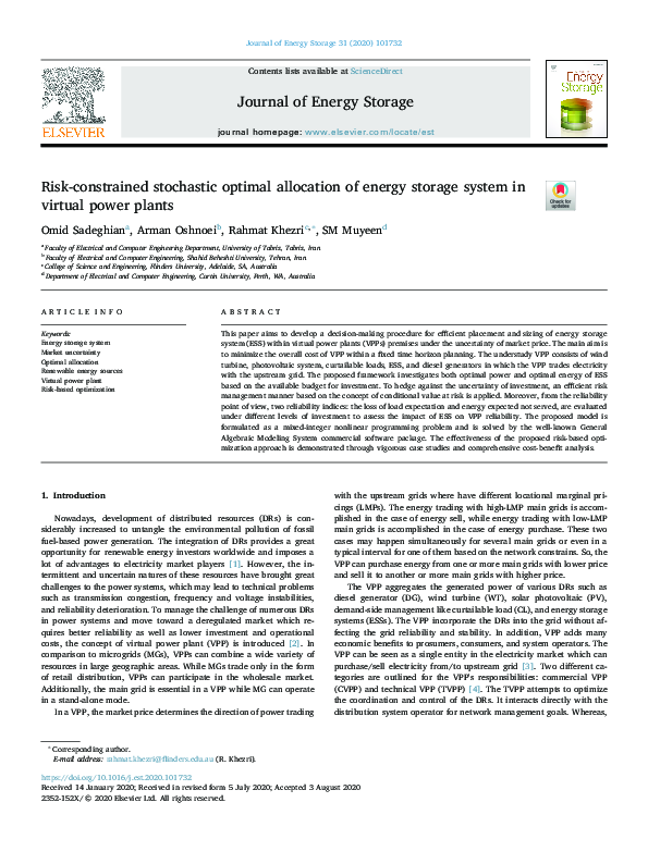 (PDF) Risk-constrained stochastic optimal allocation of energy storage ...