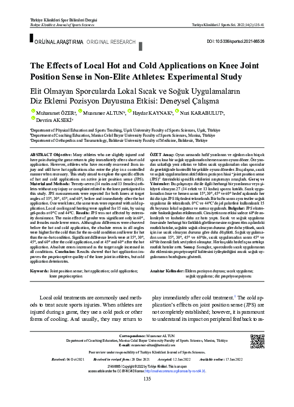 (PDF) The Effects of Local Hot and Cold Applications on Knee Joint ...