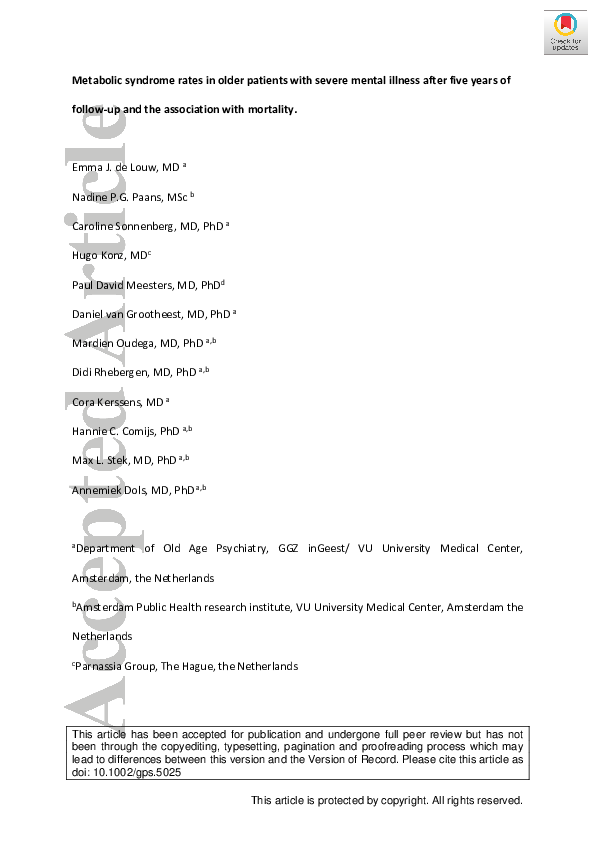 (PDF) Metabolic syndrome rates in older patients with severe mental ...