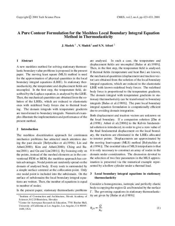 (PDF) A Pure Contour Formulation for the Meshless Local Boundary ...