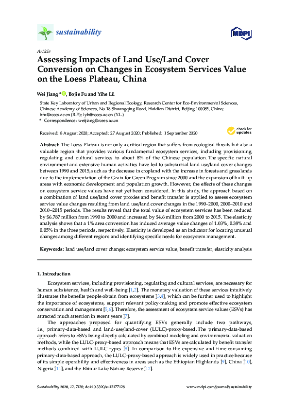 (PDF) Assessing Impacts of Land Use/Land Cover Conversion on Changes in ...