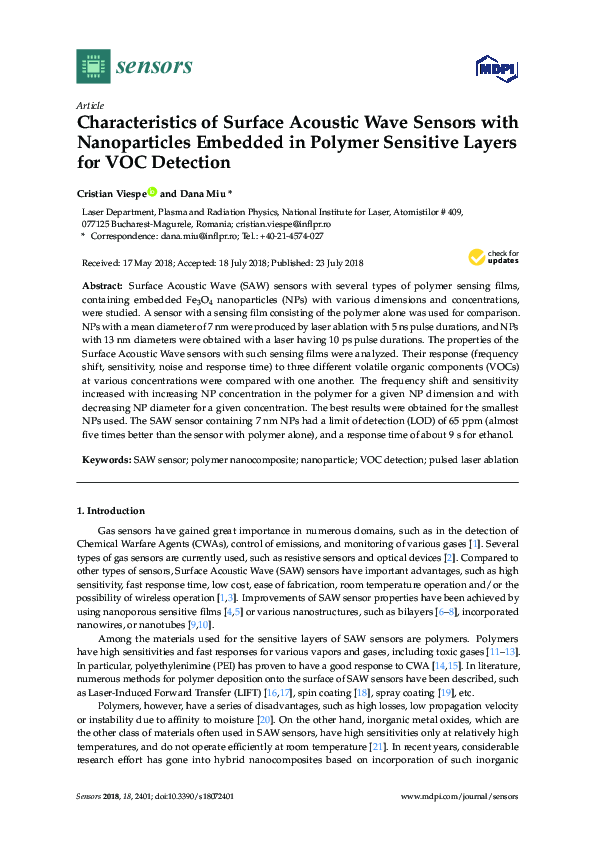 (PDF) Characteristics of Surface Acoustic Wave Sensors with ...