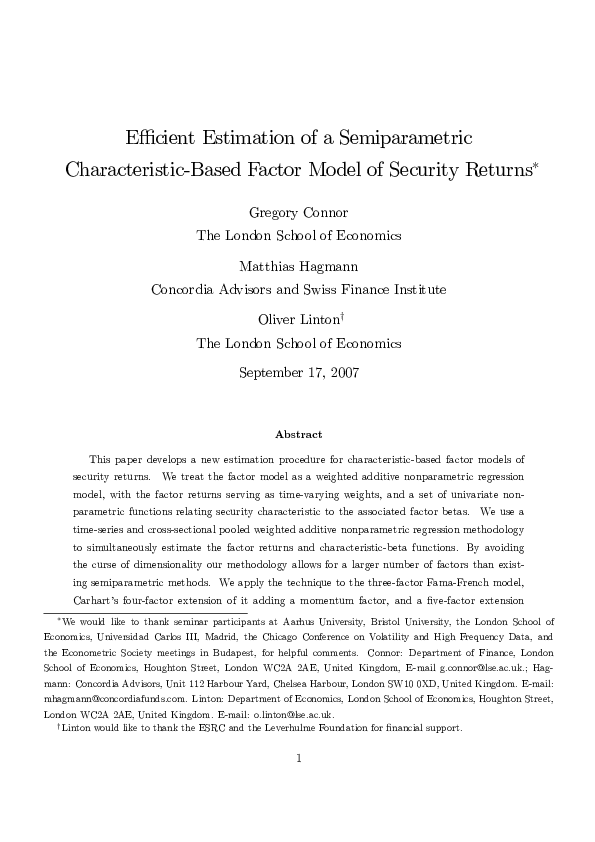 (PDF) Efficient Estimation of a Semiparametric Characteristic-Based ...