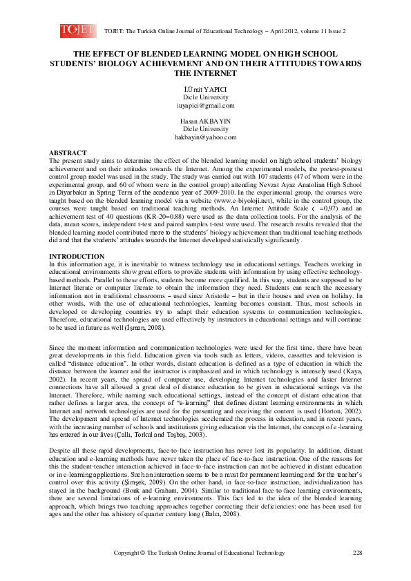 (PDF) The Effect of Blended Learning Model on High School Students ...