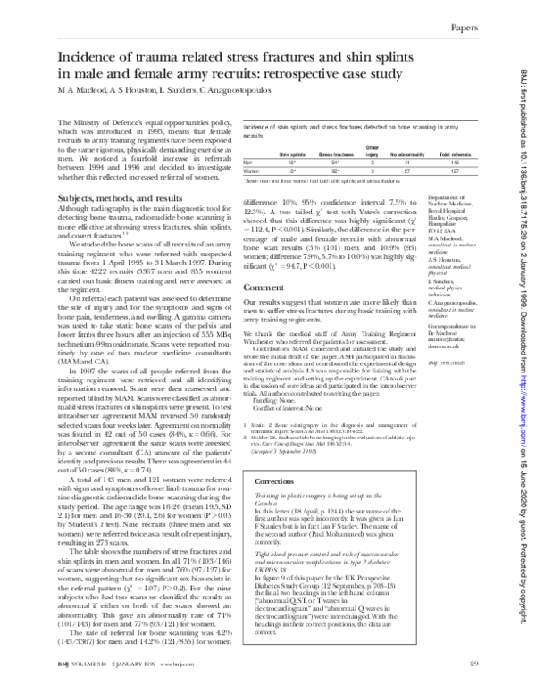(PDF) Incidence of trauma related stress fractures and shin splints in ...
