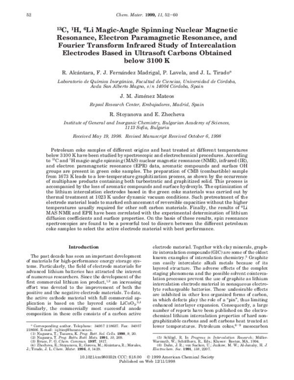 (PDF) 13 C, 1 H, 6 Li Magic-Angle Spinning Nuclear Magnetic Resonance ...