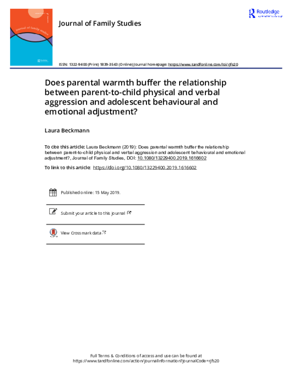 (PDF) Does parental warmth buffer the relationship between parent-to ...