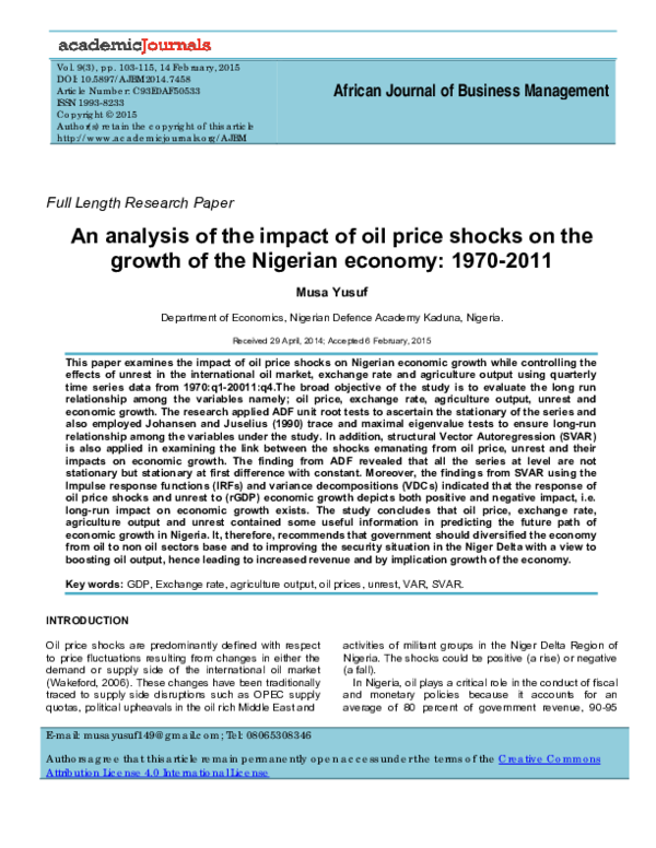 (PDF) An analysis of the impact of oil price shocks on the growth of ...