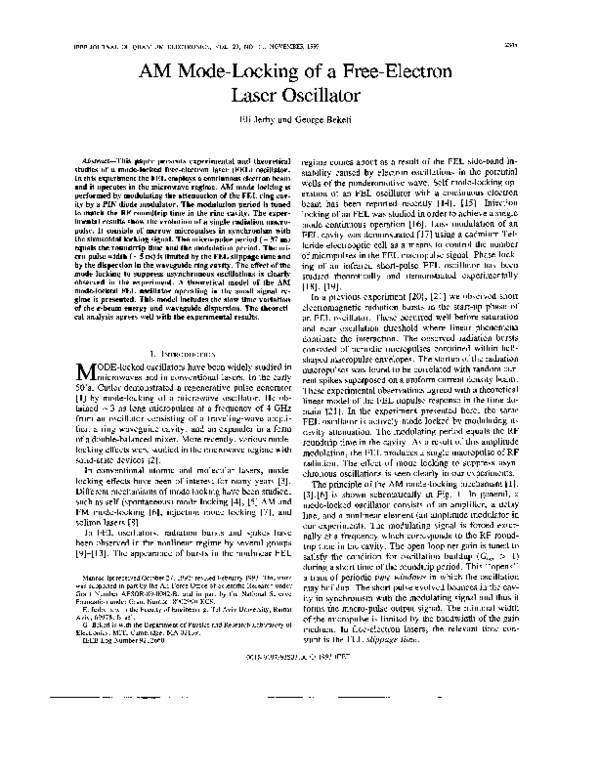 (PDF) AM mode-locking of a free-electron laser oscillator