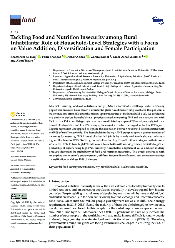 (PDF) Tackling Food and Nutrition Insecurity among Rural Inhabitants ...