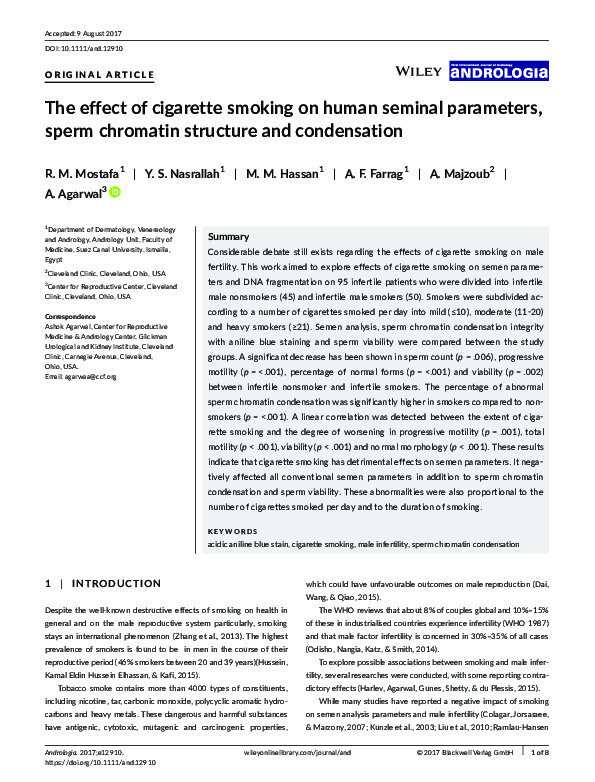 (PDF) The effect of cigarette smoking on human seminal parameters ...