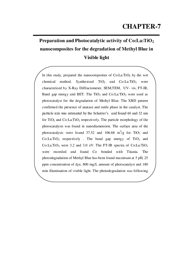 (PDF) Preparation and Photocatalytic Activity of Co:La: Tio2 ...