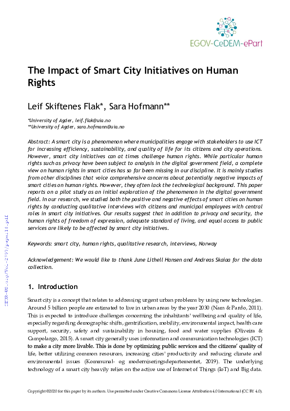 (PDF) The Impact of Smart City Initiatives on Human Rights